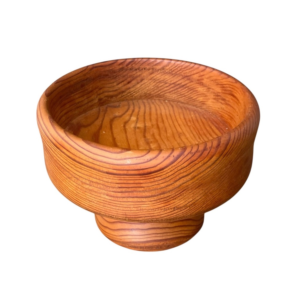 Hand Crafted Rich Brown Wooden Bowl Candle Holder